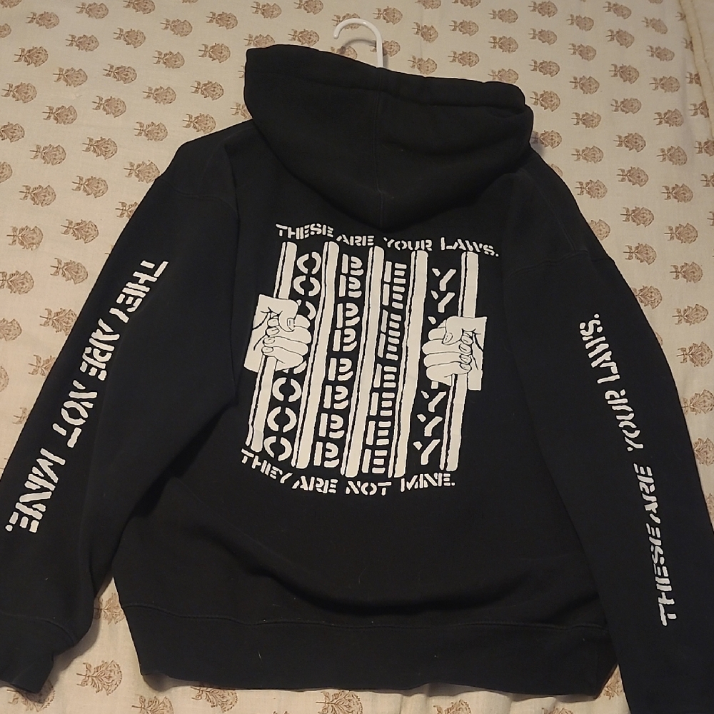 Obey Propaganda "Your Law" Baggy Skater Black Graphic Hoodie Sweatshirt